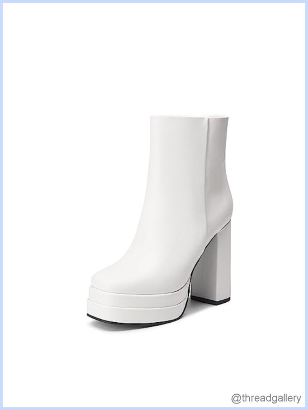 Platform Chunky Heel Ankle Boots Y2K Square Toe Faux Leather Zip Cushioned